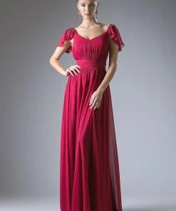 Long Flutter Sleeve Dress By Cinderella Divine 1002 Prom