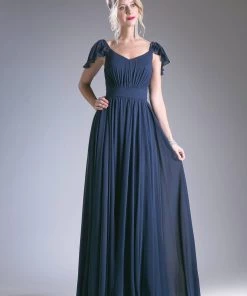 Long Flutter Sleeve Dress By Cinderella Divine 1002 Prom