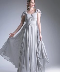 Long Flutter Sleeve Dress By Cinderella Divine 1002 Prom