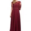 Starbox Embellished Bodice Long Dress With Sheer Sleeves By Star Box 81032 Prom