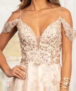 Embellished Cold Shoulder Gown By Elizabeth K GL3070 Prom