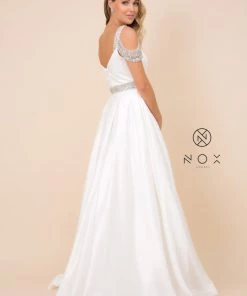 Embellished Cold Shoulder Long Sweetheart Dress By Nox Anabel R224