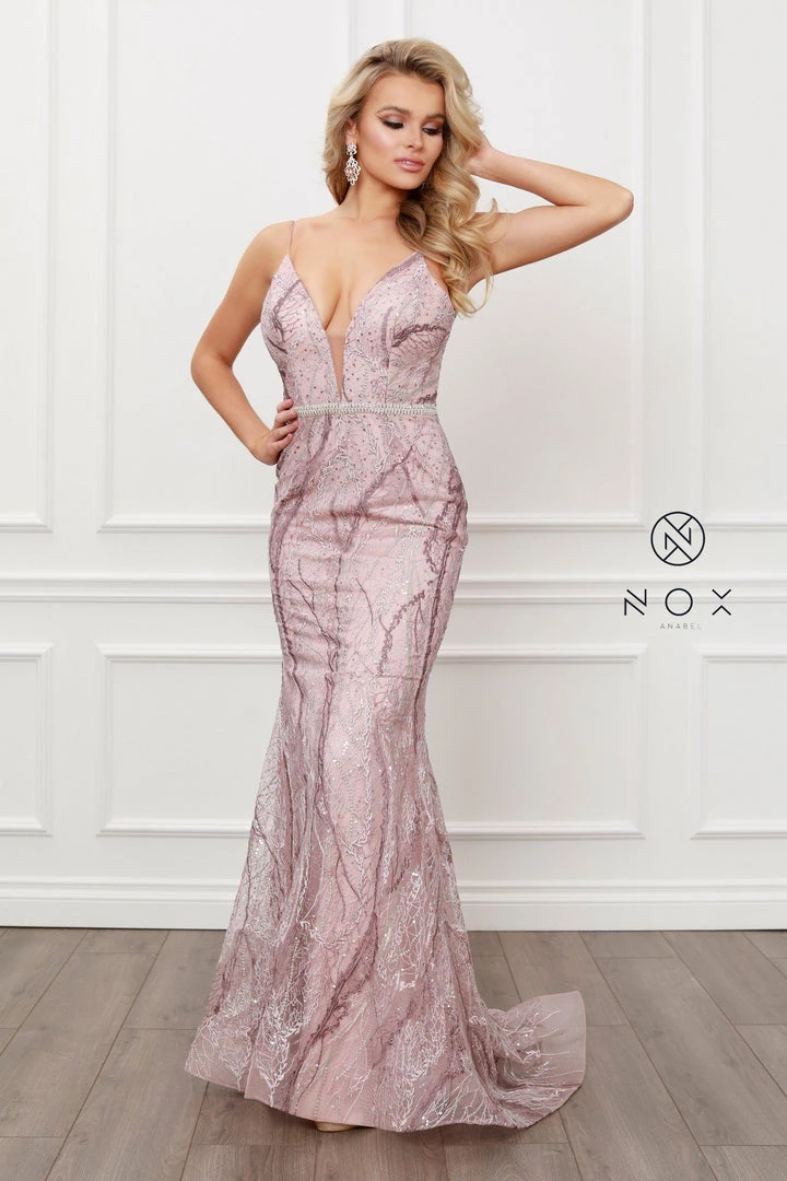 Embellished Deep V-Neck Mermaid Gown By Nox Anabel Y409 Prom 6 Embellished Deep V-Neck Mermaid Gown By Nox Anabel Y409 Prom