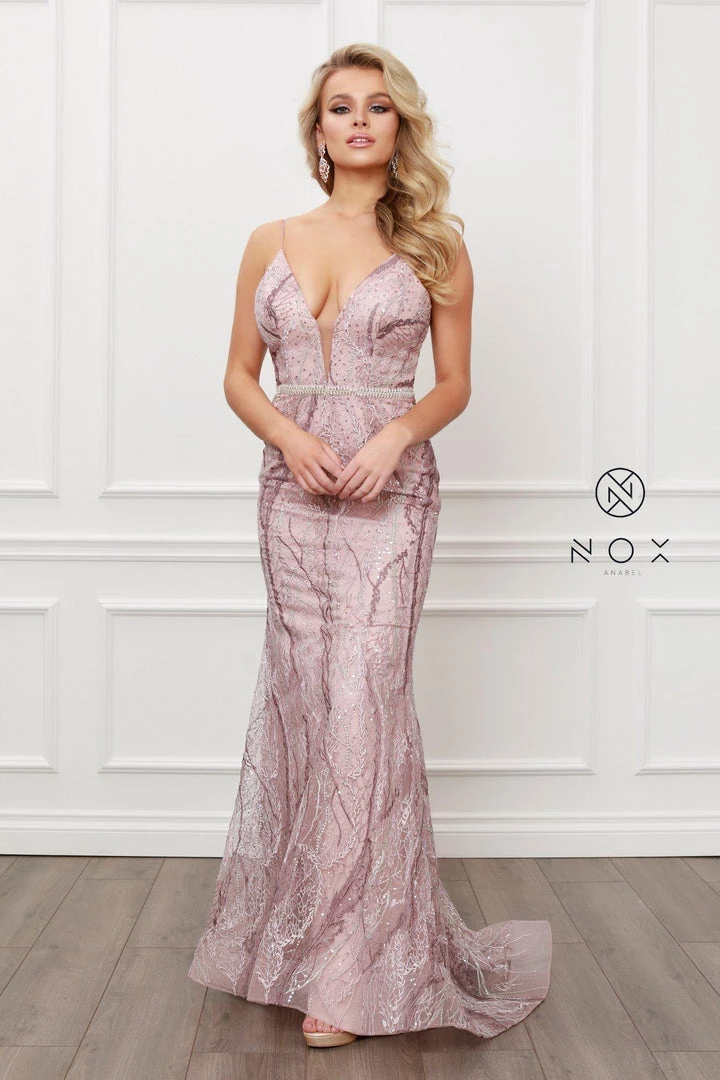 Embellished Deep V-Neck Mermaid Gown By Nox Anabel Y409 Prom 3 Embellished Deep V-Neck Mermaid Gown By Nox Anabel Y409 Prom