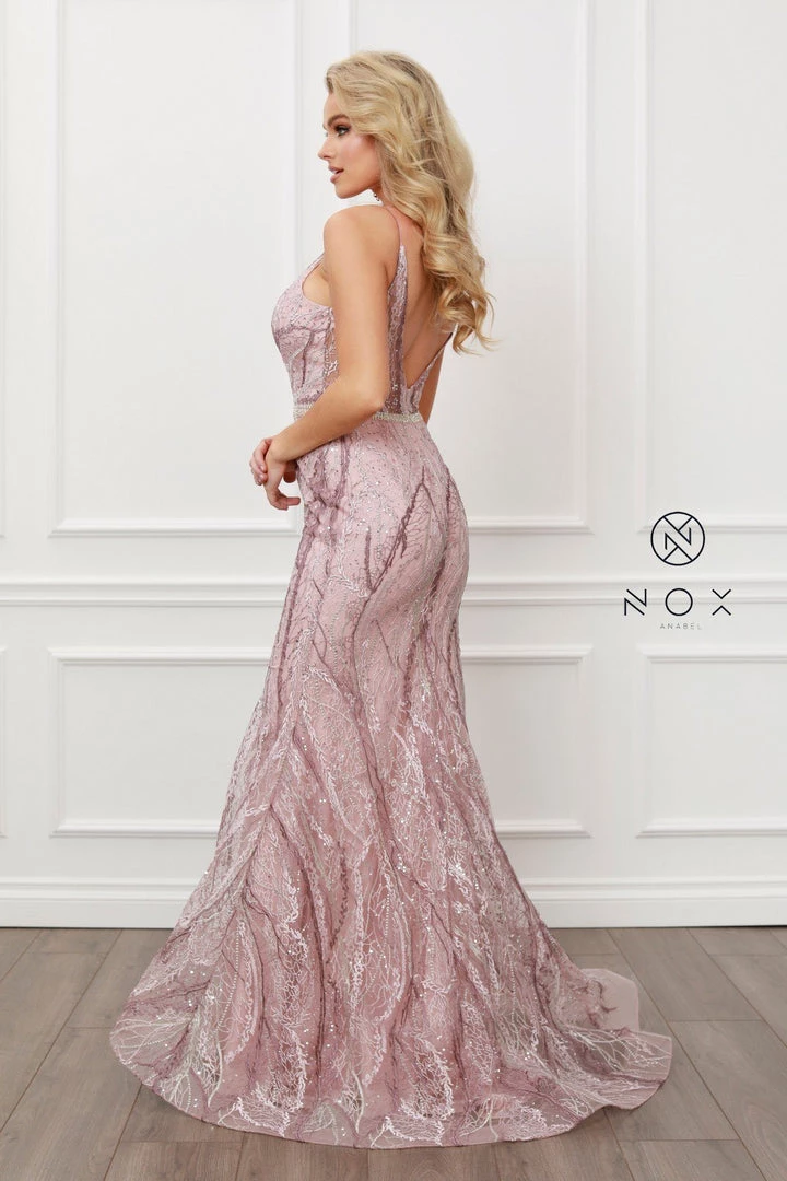 Embellished Deep V-Neck Mermaid Gown By Nox Anabel Y409 Prom 4 Embellished Deep V-Neck Mermaid Gown By Nox Anabel Y409 Prom