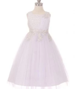 Embellished Girls Sleeveless Tulle Dress By Cinderella Couture 5009 Flower Girl Dresses