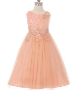 Embellished Girls Sleeveless Tulle Dress By Cinderella Couture 5009 Flower Girl Dresses