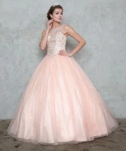 Calla Collection Embellished Illusion Ball Gown With Glitter A-line Skirt Quinceañera