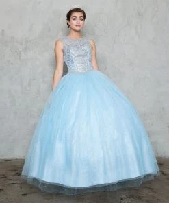 Calla Collection Embellished Illusion Ball Gown With Glitter A-line Skirt Quinceañera