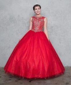 Calla Collection Embellished Illusion Ball Gown With Glitter A-line Skirt Quinceañera