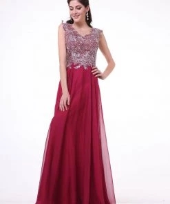 Long Sleeveless Illusion Dress By Cinderella Divine CJ1022