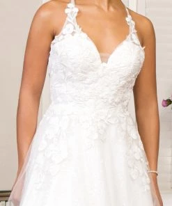 Embellished Lace Up Bridal Gown By Elizabeth K GL1916