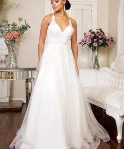 Embellished Lace Up Bridal Gown By Elizabeth K GL1916