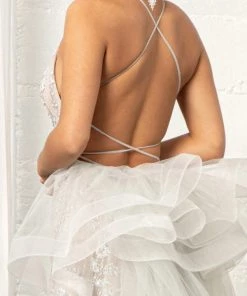 Embellished Lace-Up Fitted Gown By Elizabeth K GL3003