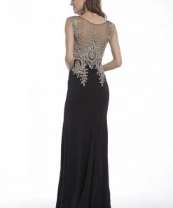 Embellished Long Cap Sleeve Dress By Cinderella Divine 35