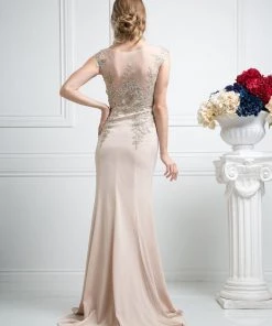 Embellished Long Cap Sleeve Dress By Cinderella Divine 35