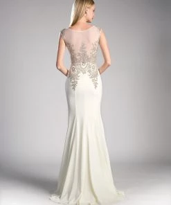 Embellished Long Cap Sleeve Dress By Cinderella Divine 35