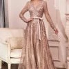 Embellished Long Sleeve Gown By Cinderella Divine CD233