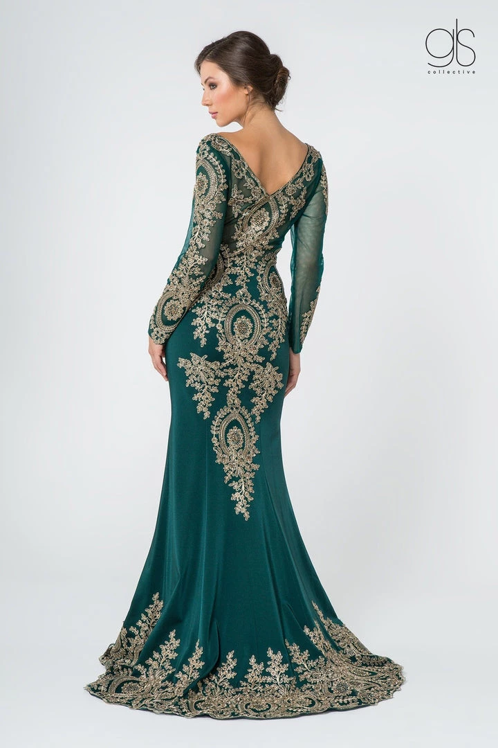 Embellished Long-Sleeve Mermaid Gown By Elizabeth K GL1597 Prom 4 Embellished Long-Sleeve Mermaid Gown By Elizabeth K GL1597 Prom