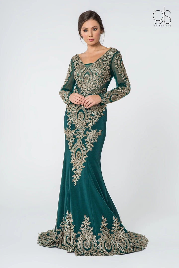 Embellished Long-Sleeve Mermaid Gown By Elizabeth K GL1597 Prom 3 Embellished Long-Sleeve Mermaid Gown By Elizabeth K GL1597 Prom