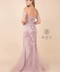 Embellished Off Shoulder Mermaid Dress By Nox Anabel H294