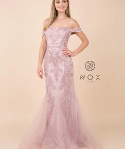 Embellished Off Shoulder Mermaid Dress By Nox Anabel H294
