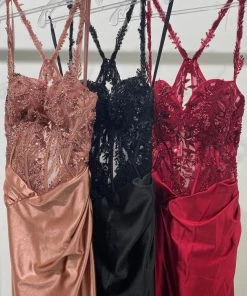 Embellished Satin Gown By Cinderella Divine CDS412