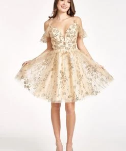 Embellished Short Cold Shoulder Dress By Elizabeth K GS1996 22 Embellished Short Cold Shoulder Dress By Elizabeth K GS1996