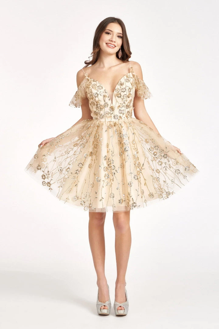 Embellished Short Cold Shoulder Dress By Elizabeth K GS1996 11 Embellished Short Cold Shoulder Dress By Elizabeth K GS1996