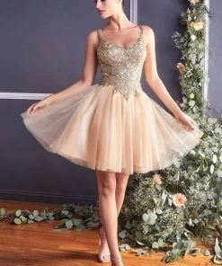 Embellished Short Tulle Dress By Cinderella Divine 9239 Prom