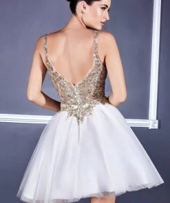 Embellished Short Tulle Dress By Cinderella Divine 9239 Prom
