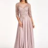 Embroidered 3/4 Sleeve Gown By Elizabeth K GL3066 Prom