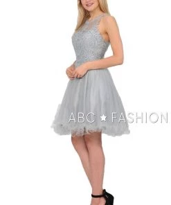 Prom Embroidered Applique Short Ruffled Tulle Dress By Poly USA 8308