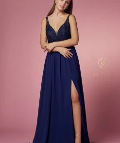 Embroidered Bodice A-line Gown By Nox Anabel Y299 Prom