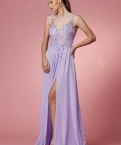 Embroidered Bodice A-line Gown By Nox Anabel Y299 Prom