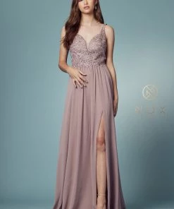 Embroidered Bodice A-line Gown By Nox Anabel Y299 Prom