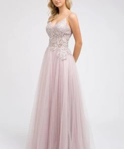 Prom Embroidered Bodice A-line Tulle Gown By Juliet 212