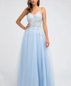 Prom Embroidered Bodice A-line Tulle Gown By Juliet 212