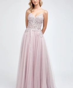 Prom Embroidered Bodice A-line Tulle Gown By Juliet 212