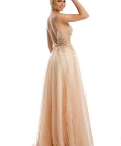 Embroidered Bodice Long Sleeveless Dress By Juliet 689