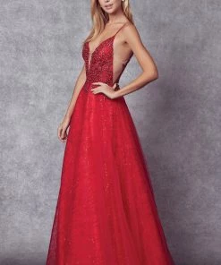 Embroidered Bodice Long Sleeveless Dress By Juliet 689