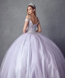 Embroidered Cold Shoulder Ball Gown By Juliet 1430