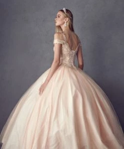 Embroidered Cold Shoulder Ball Gown By Juliet 1430