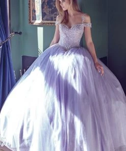 Embroidered Cold Shoulder Ball Gown By Juliet 1430