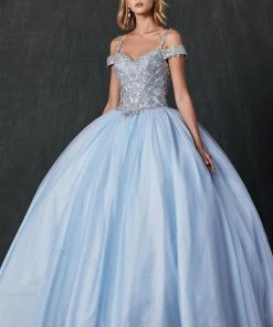 Embroidered Cold Shoulder Ball Gown By Juliet 1430