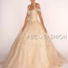 Embroidered Halter Ball Gown With Glitter Skirt By Elizabeth K GL2602