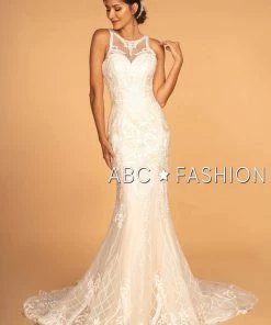 Embroidered Illusion Mermaid Wedding Dress By Elizabeth K GL2598
