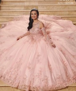 Mary's Bridal Quinceañera Embroidered Illusion Quinceanera Dress By Alta Couture MQ3054
