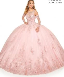 Mary's Bridal Quinceañera Embroidered Illusion Quinceanera Dress By Alta Couture MQ3054