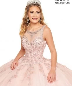 Mary's Bridal Quinceañera Embroidered Illusion Quinceanera Dress By Alta Couture MQ3054